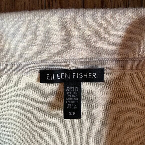 Eileen Fisher light grey wool blend cardigan Womens Small Petite open loose soft - Picture 5 of 10